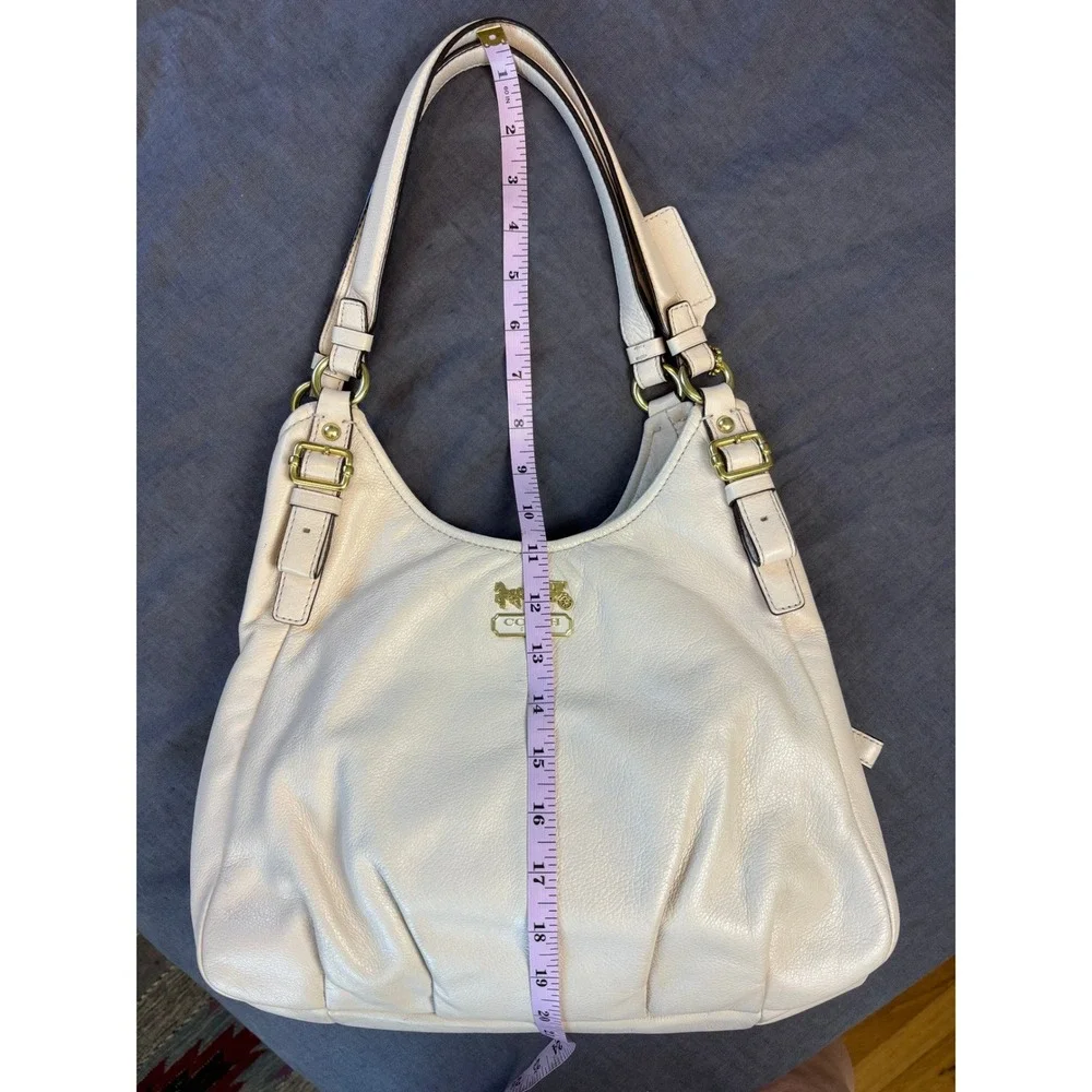 Coach Hobo Shoulder Bag Cream Womens Large Madison Maggie 16503 Leather